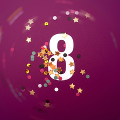 8 number eight, graphic white digit and creative typography