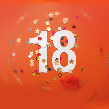 18 number eighteen, graphic white digit and creative typography