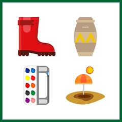 4 splash icon. Vector illustration splash set. drum and rain boots icons for splash works