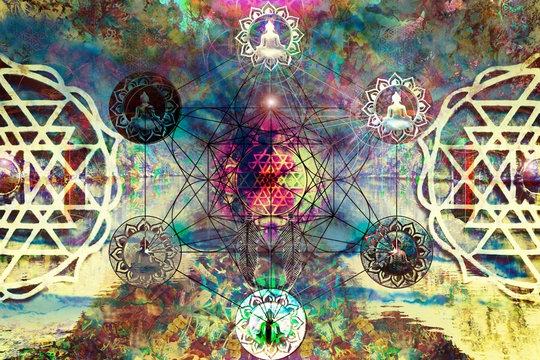Abstract spiritual background with sacred geometry.