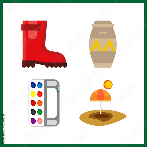 4 Splash Icon Vector Illustration Splash Set Drum And Rain