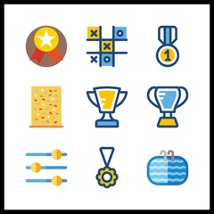 9 challenge icon. Vector illustration challenge set. medal and step ladder icons for challenge works