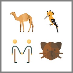 4 funny icon. Vector illustration funny set. cat and friendly icons for funny works