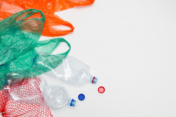 Plastic waste on white background