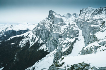 Obraz premium Fuente Dé mountain snowy. Picos de Europa, Cantabria, Spain