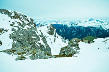 Fuente Dé mountain snowy. Picos de Europa, Cantabria, Spain