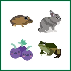 Fotobehang 4 small icon. Vector illustration small set. rabbit and mouse icons for small works © Orxan