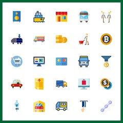 25 commerce icon. Vector illustration commerce set. coins and chain icons for commerce works