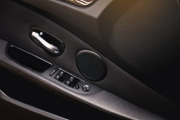Obraz premium Car door handles and electric detail, central locking.