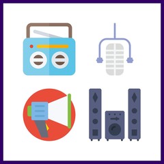 4 voice icon. Vector illustration voice set. megaphone and microphone icons for voice works