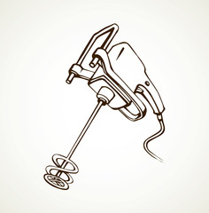 Hand mixer for concrete. Vector drawing