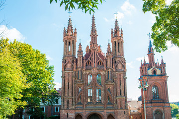 Old cathedral from red bricks - church of St. Anne in Vilnius, Lithuania