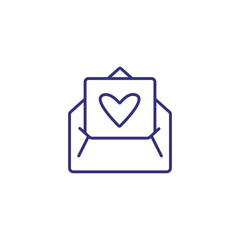 Love letter line icon. Greeting card, message, love correspondence. Valentine Day concept. Vector illustration can be used for topics like relationships, holiday, communication