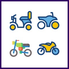 4 bike icon. Vector illustration bike set. motorbike icons for bike works