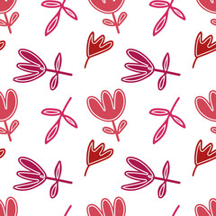 Floral Seamless Pattern on a White Background. 