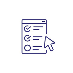 Exam test line icon. Website, service, program. Online education concept. Vector illustration can be used for topics like finals, testing, modern education system