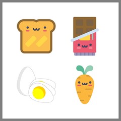 4 slice icon. Vector illustration slice set. chocolate and boiled egg icons for slice works