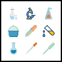 9 scientific icon. Vector illustration scientific set. chemistry and pipette icons for scientific works