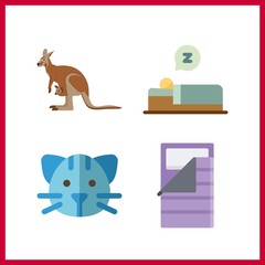 4 sleep icon. Vector illustration sleep set. sleepy and cat icons for sleep works