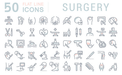 Set Vector Line Icons of Surgery.