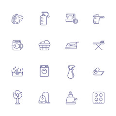 Home appliance line icon set. Washing machine, fan, vacuum cleaner. Household concept. Can be used for topics like cleaning, service, housekeeping