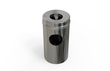 Blank dustbin mock up template on isolated white background, 3d illustration 