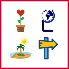 4 ecology icon. Vector illustration ecology set. plant and panel icons for ecology works
