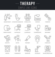 Fototapeta premium Set Vector Line Icons of Therapy.