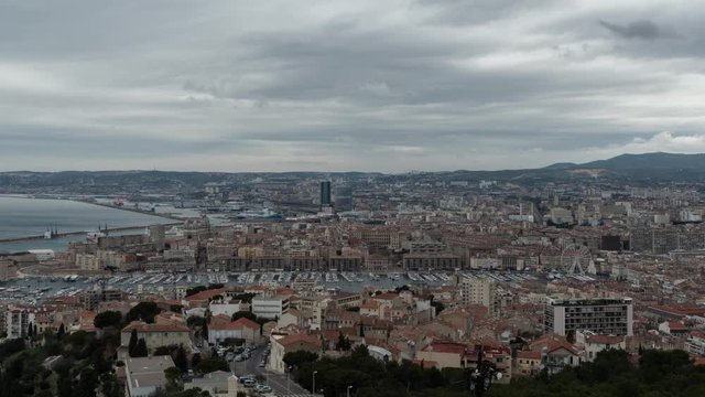 time lapse of day wide view of Marseille