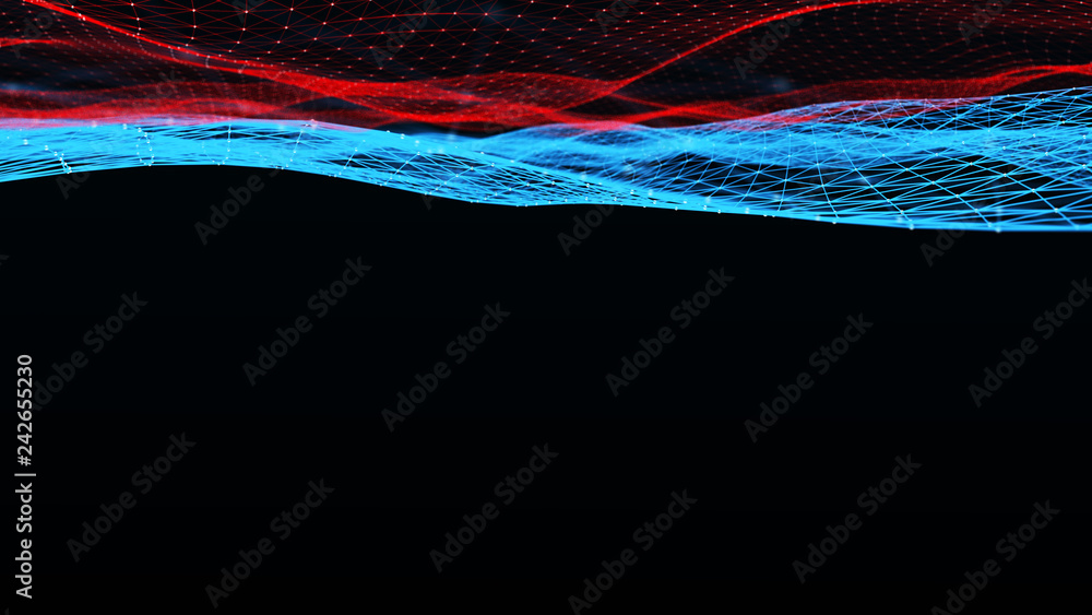 Poster abstract digital background with cybernetic particles. plexus geometric effect big data with compoun