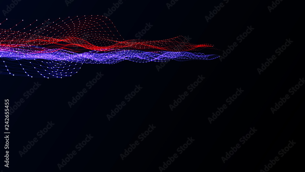 Poster abstract digital background with cybernetic particles. plexus geometric effect big data with compoun