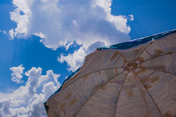 umbrella, blue, sky