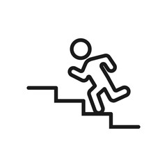 Upstairs icon sign. Career Symbol. Stair up Icon. Public Navigation symbol for info graphics, websites and print media. Line style image. Editable stroke. Vector illustration.