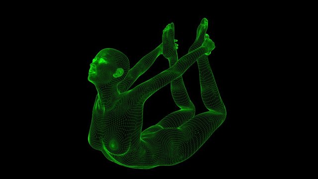 4K AI Android Woman Yoga Pose Bow Seamless Loop