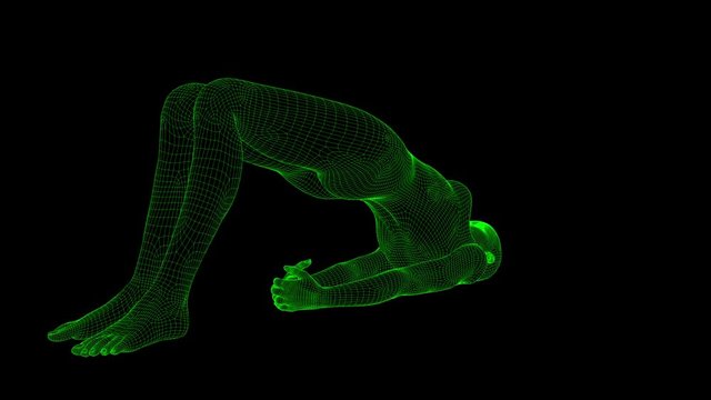 4K AI Android Woman Yoga Pose Bridge Seamless Loop