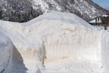 除雪車の跡