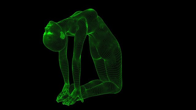 4K AI Android Woman Yoga Pose Camel Seamless Loop