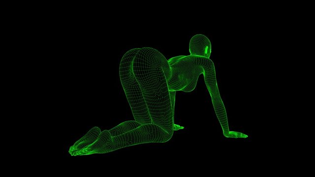 4K AI Android Woman Yoga Pose Cow Seamless Loop