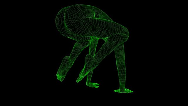 4K AI Android Woman Yoga Pose Crane Seamless Loop