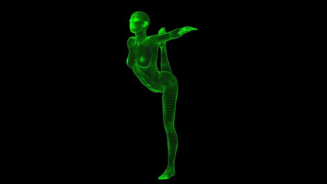 4K AI Android Woman Yoga Pose Dancer Seamless Loop