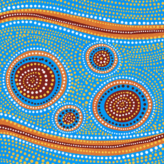 Australian Aboriginal styled dot painting artwork. Original digital illustration.