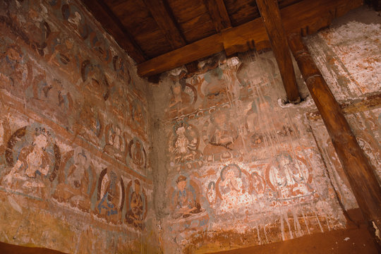 The artistic and spiritual details reflected in the wall paintings in the monastery at Alchi Monastery.