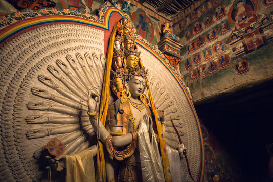 The Avalokitesvara, a Tibetan Buddhist saint with a thousand hands at Lamayuru Monastery 