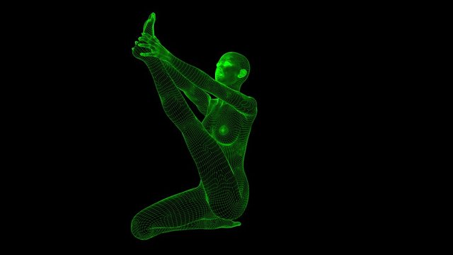 4K AI Android Woman Yoga Pose Heron Seamless Loop