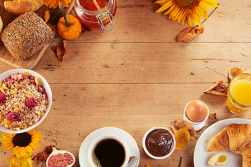 Rustic breakfast meal layout