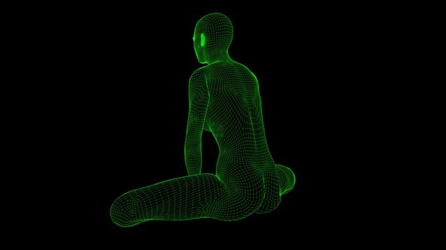4K AI Android Woman Yoga Pose Meditation Seamless Loop
