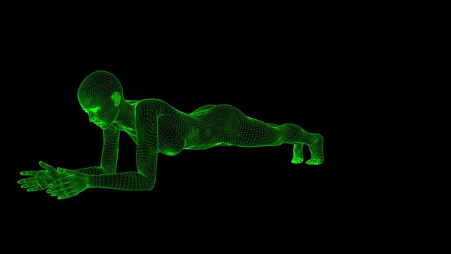 4K AI Android Woman Yoga Pose Planking Seamless Loop