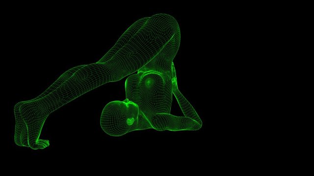 4K AI Android Woman Yoga Pose Plow Seamless Loop
