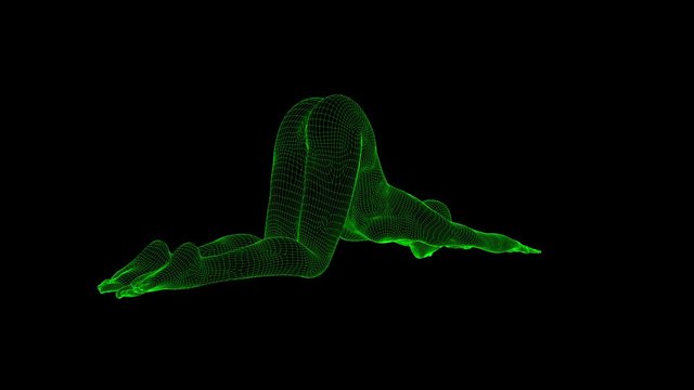 4K AI Android Woman Yoga Pose Puppy Seamless Loop