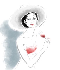 Woman with wine glass